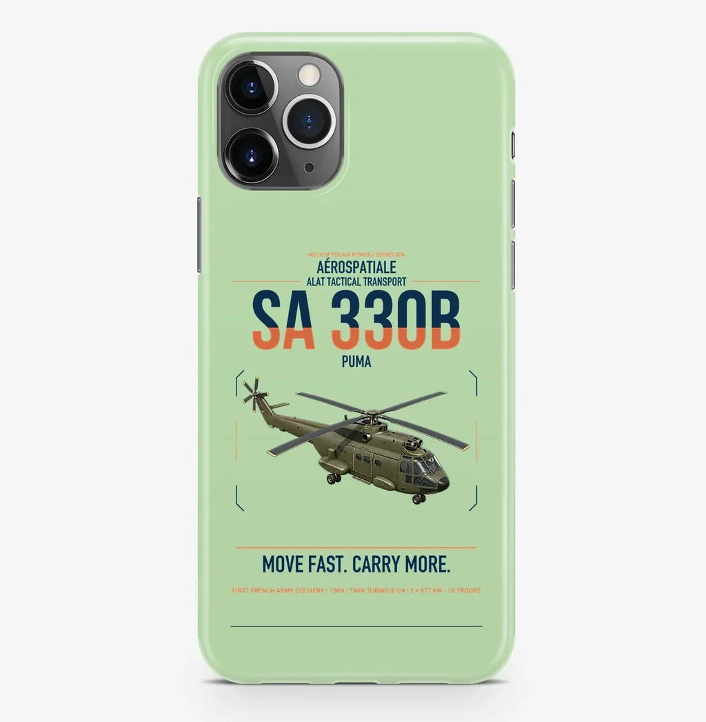 Aérospatiale SA 330B Puma design on light green magsafe iphone case, for iPhone Pro Max