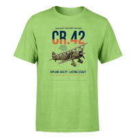 Thumbnail for Fiat CR.42 Falco design on light green t-shirt, single-side print