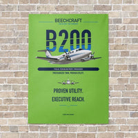 Thumbnail for Beechcraft King Air B200 vertical canvas print - no frame - light green background