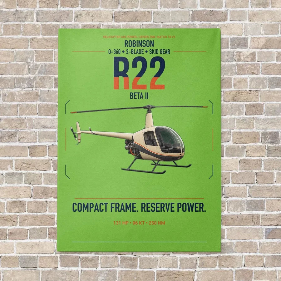 Robinson R22 Beta II vertical canvas print - no frame - light green background