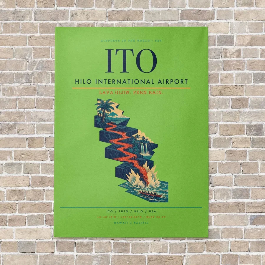 Hilo International Airport ITO vertical canvas print - no frame - light green background