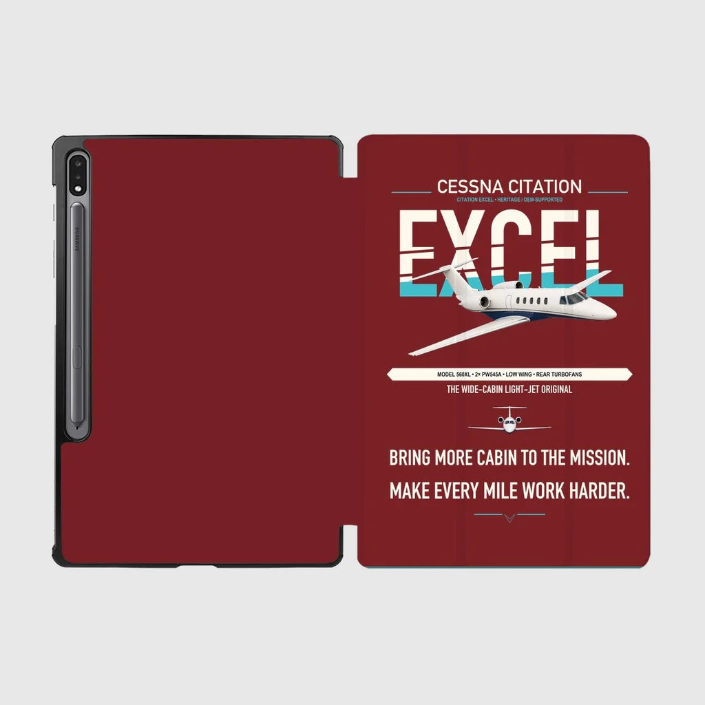 Cessna Citation Excel design on dark red samsung tablet tablet case