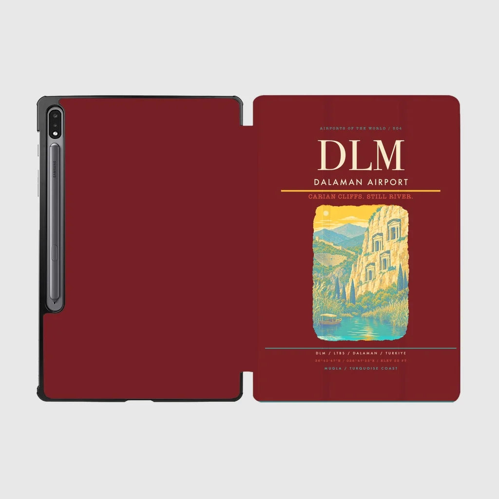 Dalaman Airport (DLM) design on dark red samsung tablet tablet case