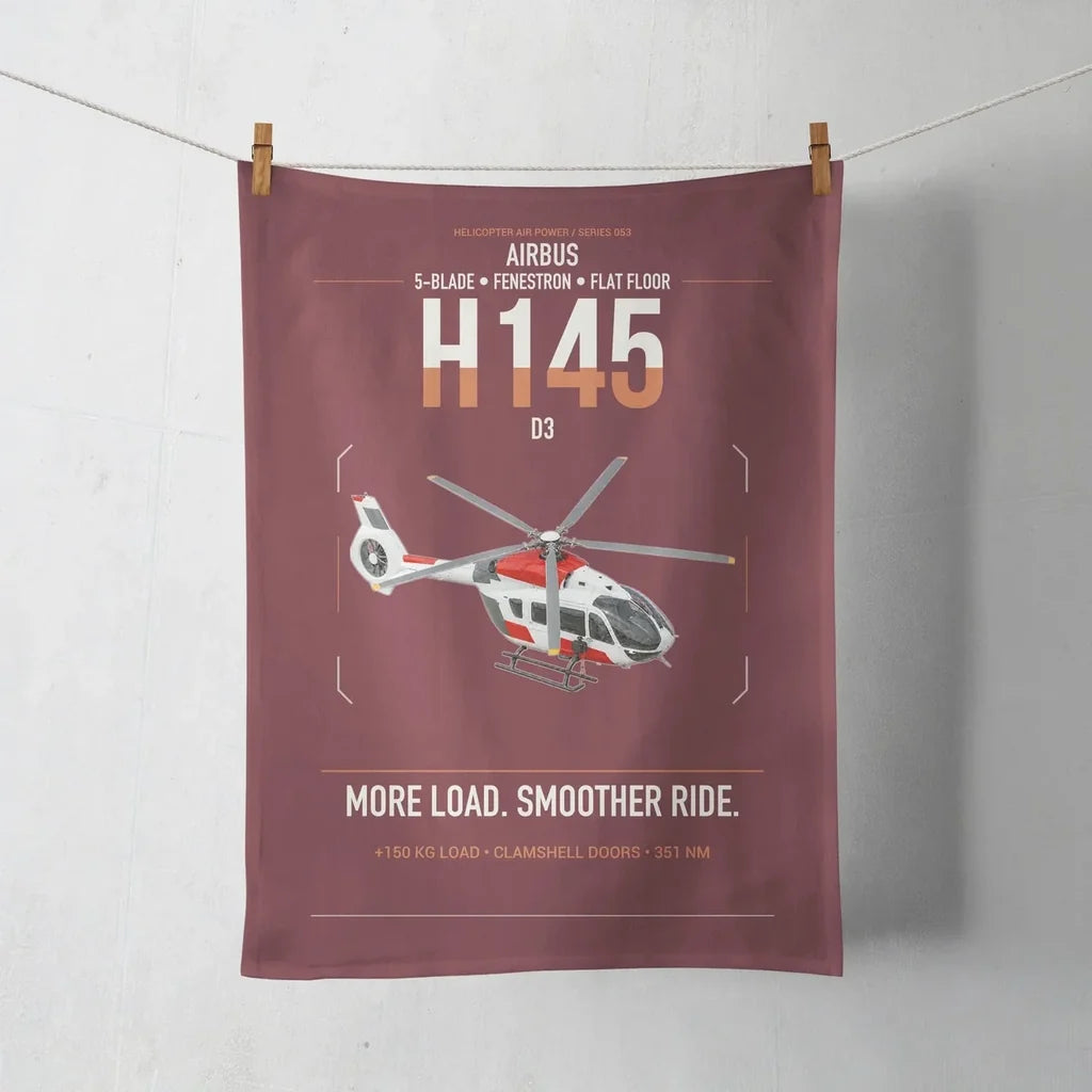 Airbus H145 D3 design on dark red towel