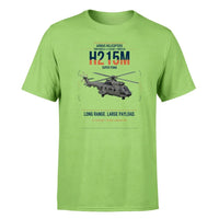 Thumbnail for Airbus H215M design on light green t-shirt, single-side print