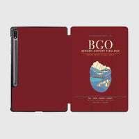 Thumbnail for Bergen Airport Flesland BGO - Seven-Rain Fjord Tapestry - Dark Red