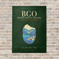 Thumbnail for Bergen Airport Flesland BGO - Canvas Framed - Dark Green