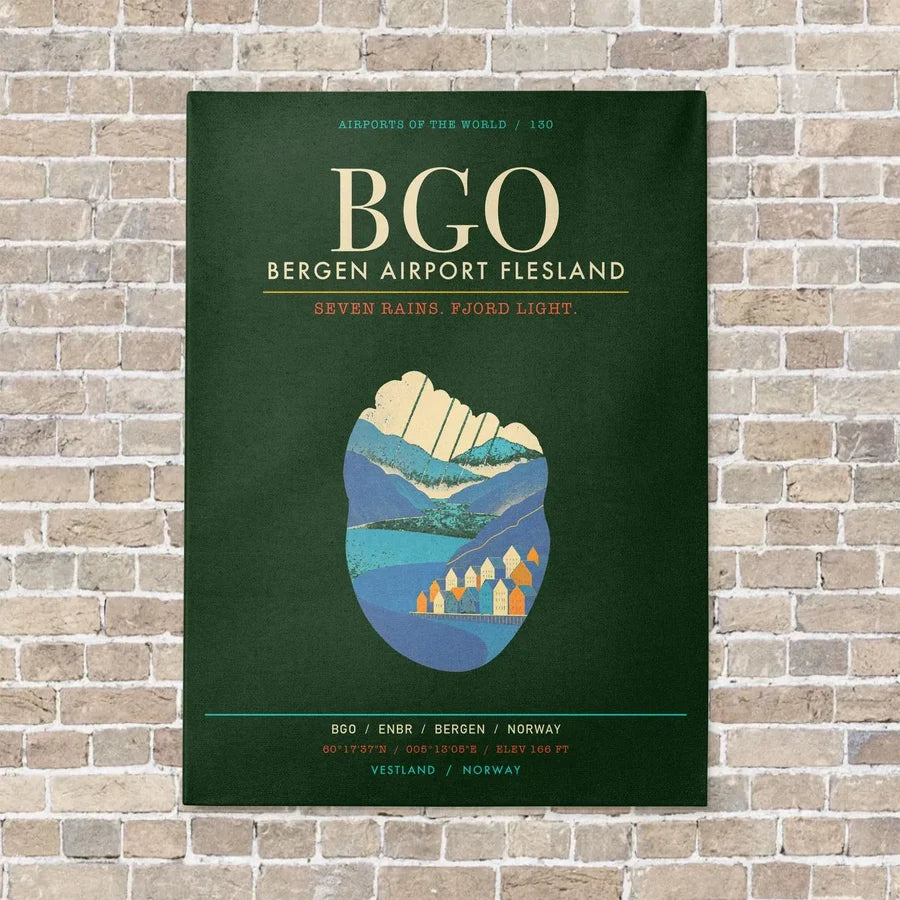 Bergen Airport Flesland BGO - Canvas Framed - Dark Green