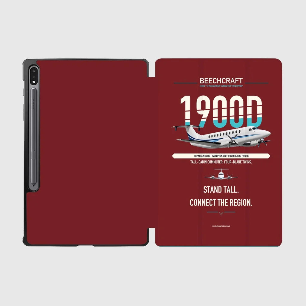 Beechcraft 1900D design on dark red samsung tablet tablet case