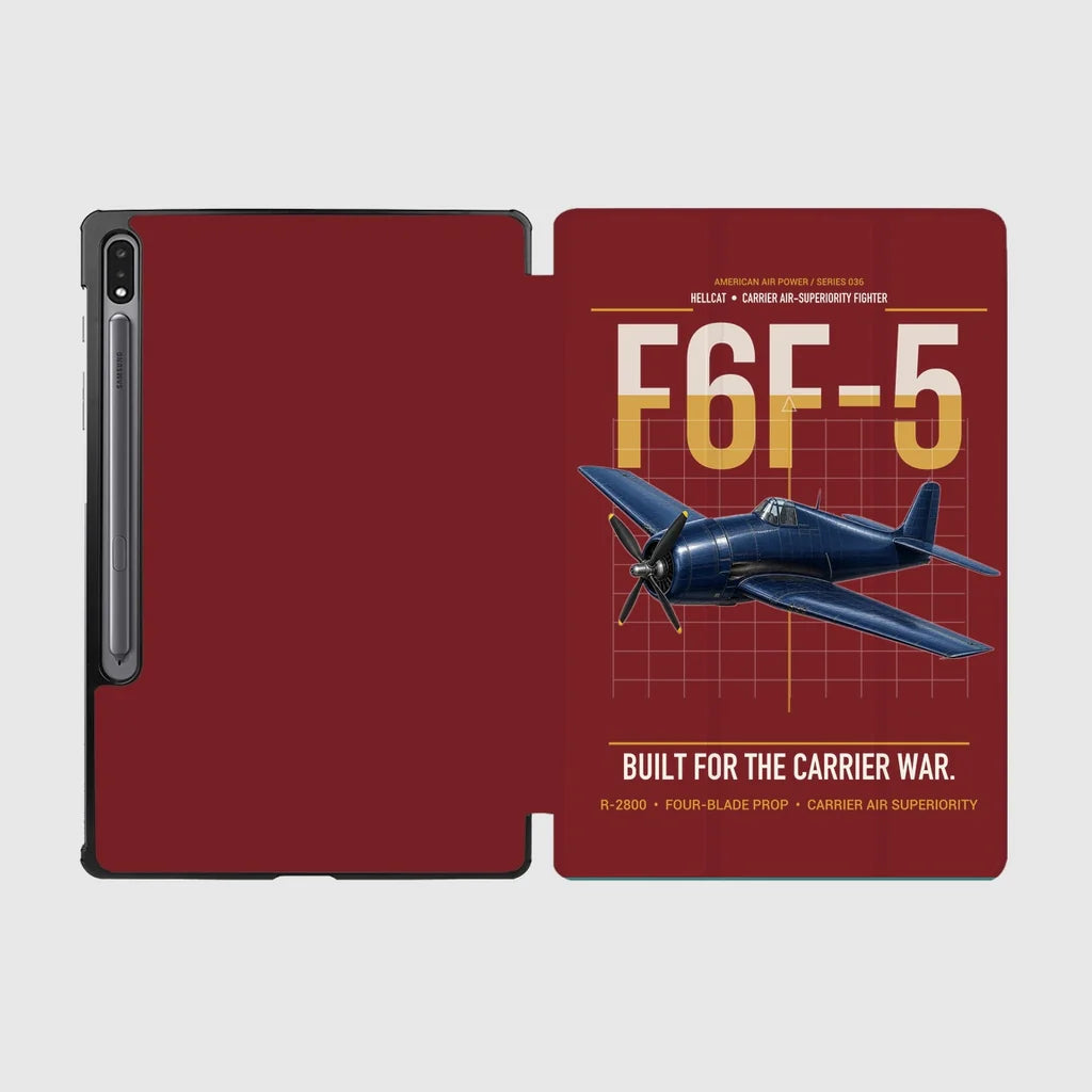 F6F-5 Hellcat design on dark red samsung tablet tablet case