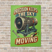 Thumbnail for Precision Keeps The Sky Moving vertical canvas print - no frame - light green background