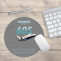 Thumbnail for Bombardier Challenger 605 design on gray round mouse pad