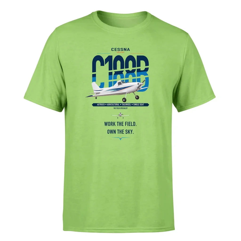 Cessna A188B AgTruck design on light green t-shirt, single-side print