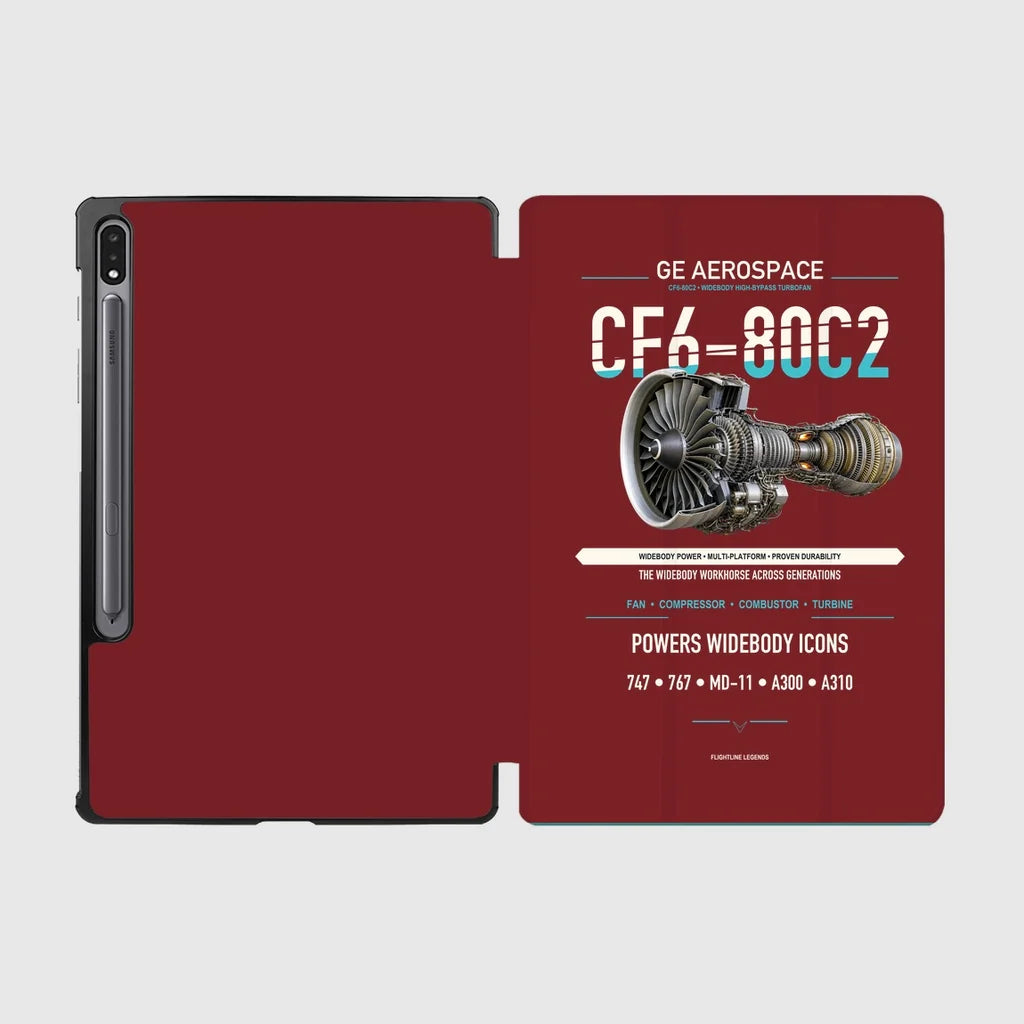CF6-80C2 design on dark red samsung tablet tablet case