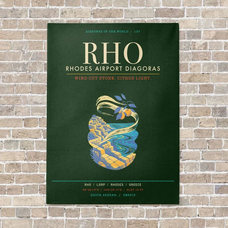 Rhodes Airport Diagoras RHO - Canvas Framed - Dark Green