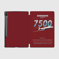 Thumbnail for Bombardier Global 7500 design on dark red samsung tablet tablet case