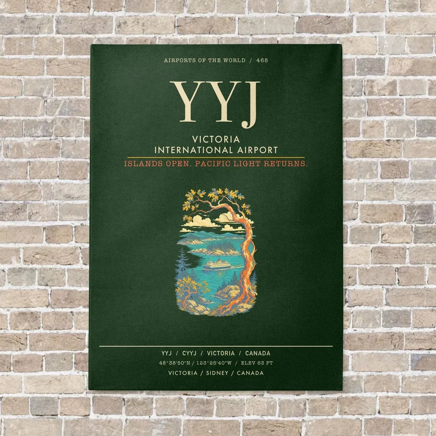 Victoria International Airport YYJ - Canvas Framed - Dark Green