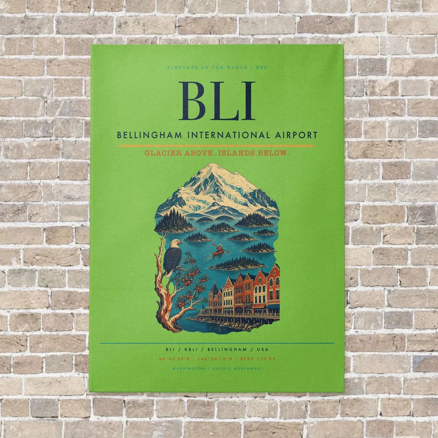 Bellingham International Airport BLI - Canvas No Frame - Light Green