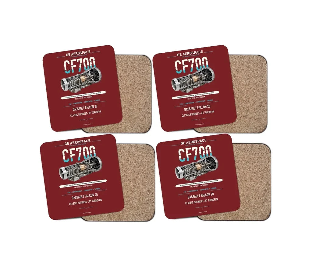 CF700 design on dark red 4 pieces set coaster
