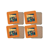 Thumbnail for The Dawn Arrival Coffee - Designed Coasters design on orange 4-pieces-set
