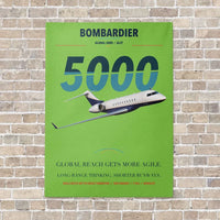 Thumbnail for Bombardier Global 5000 vertical canvas print - no frame - light green background