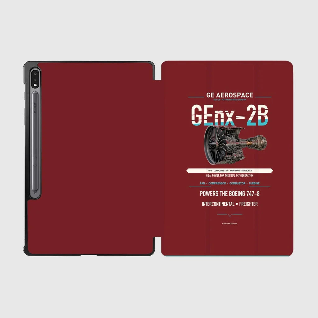GEnx-2B design on dark red samsung tablet tablet case