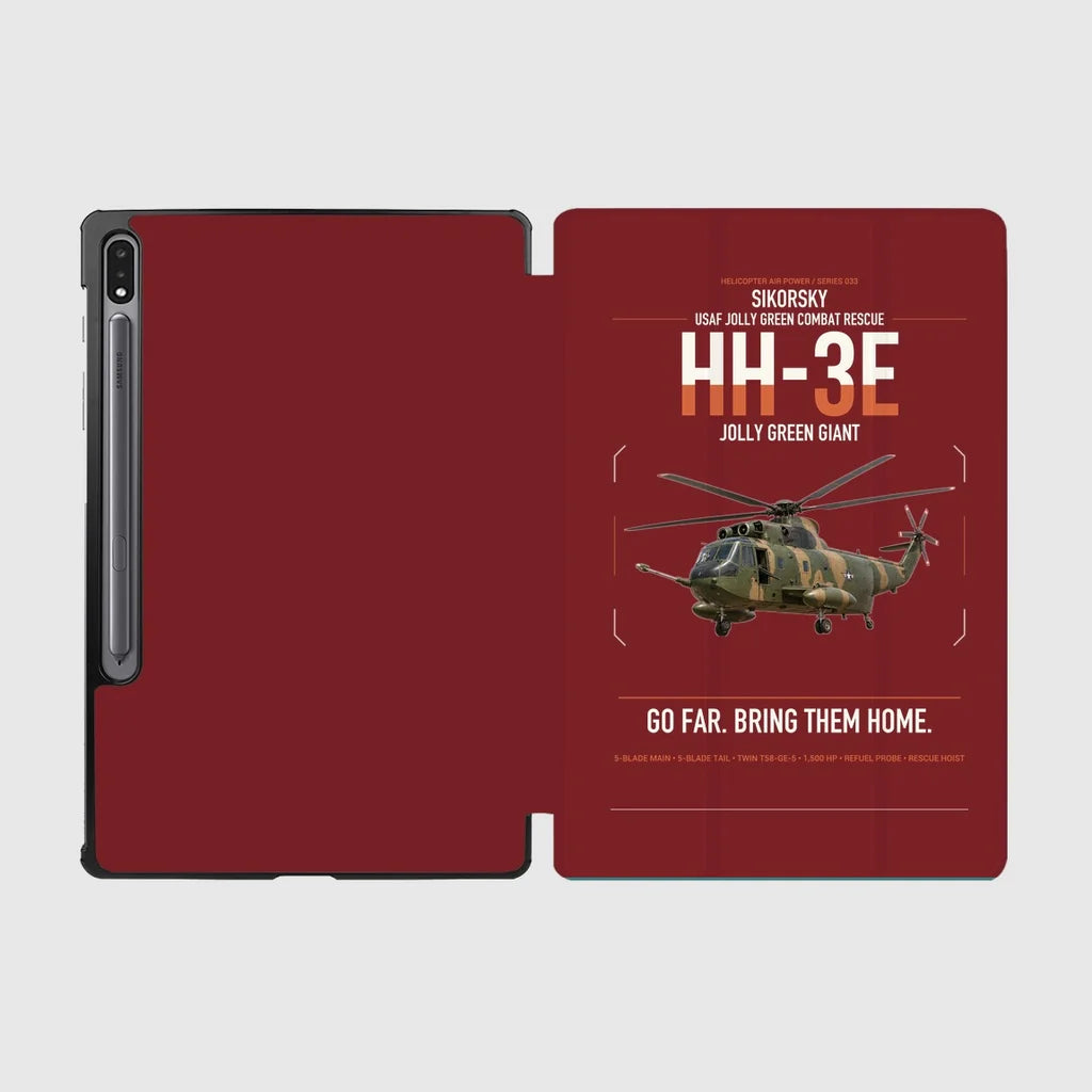 Sikorsky HH-3E Jolly Green Giant design on dark red samsung tablet tablet case