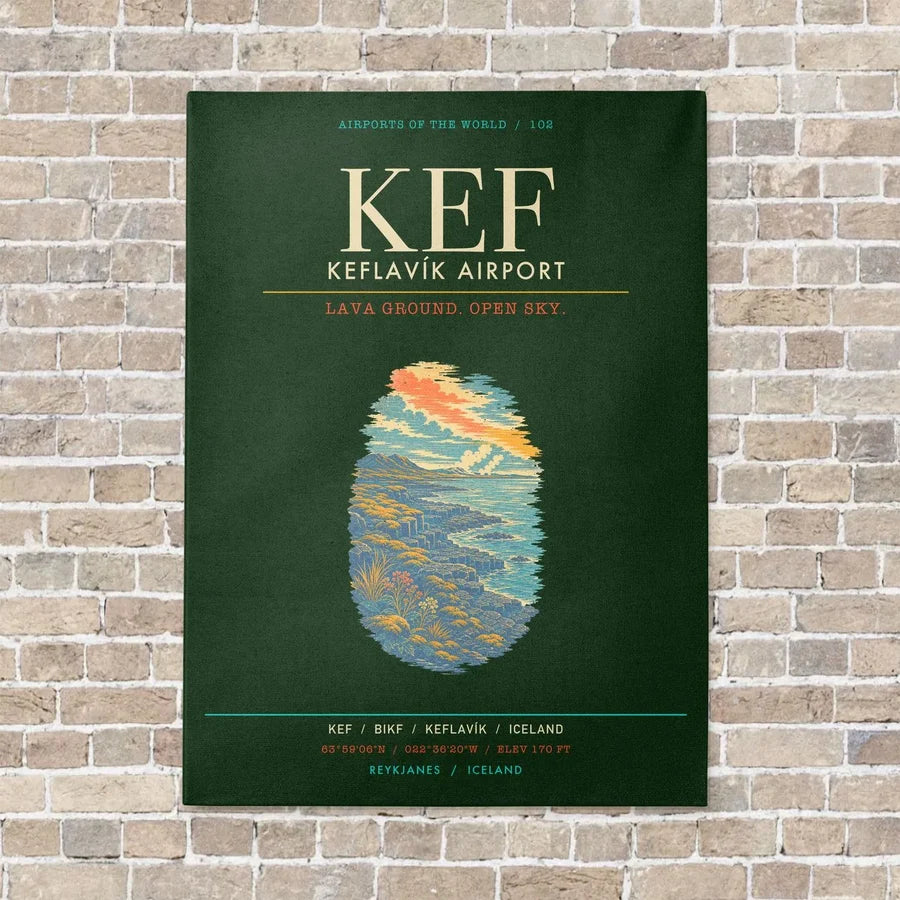 Keflavik Airport KEF - Canvas Framed - Dark Green