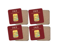 Thumbnail for Leopold Sedar Senghor International Airport (DKR) design on dark red 4 pieces set coaster