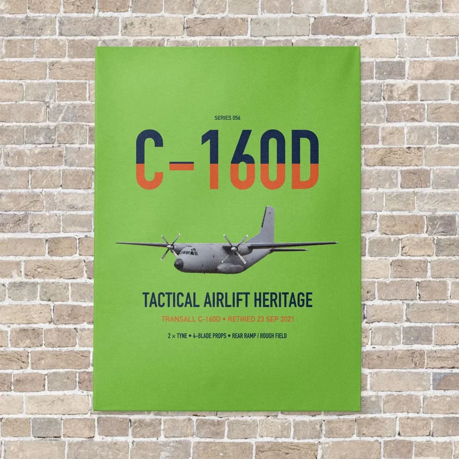 Transall C-160D vertical canvas print - no frame - light green background