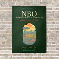 Thumbnail for Jomo Kenyatta International Airport Nairobi NBO - Canvas Framed - Dark Green