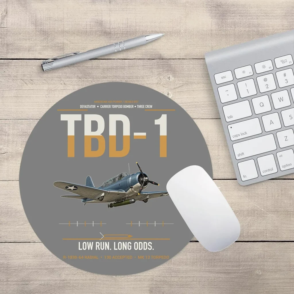 TBD-1 Devastator design on gray round mouse pad