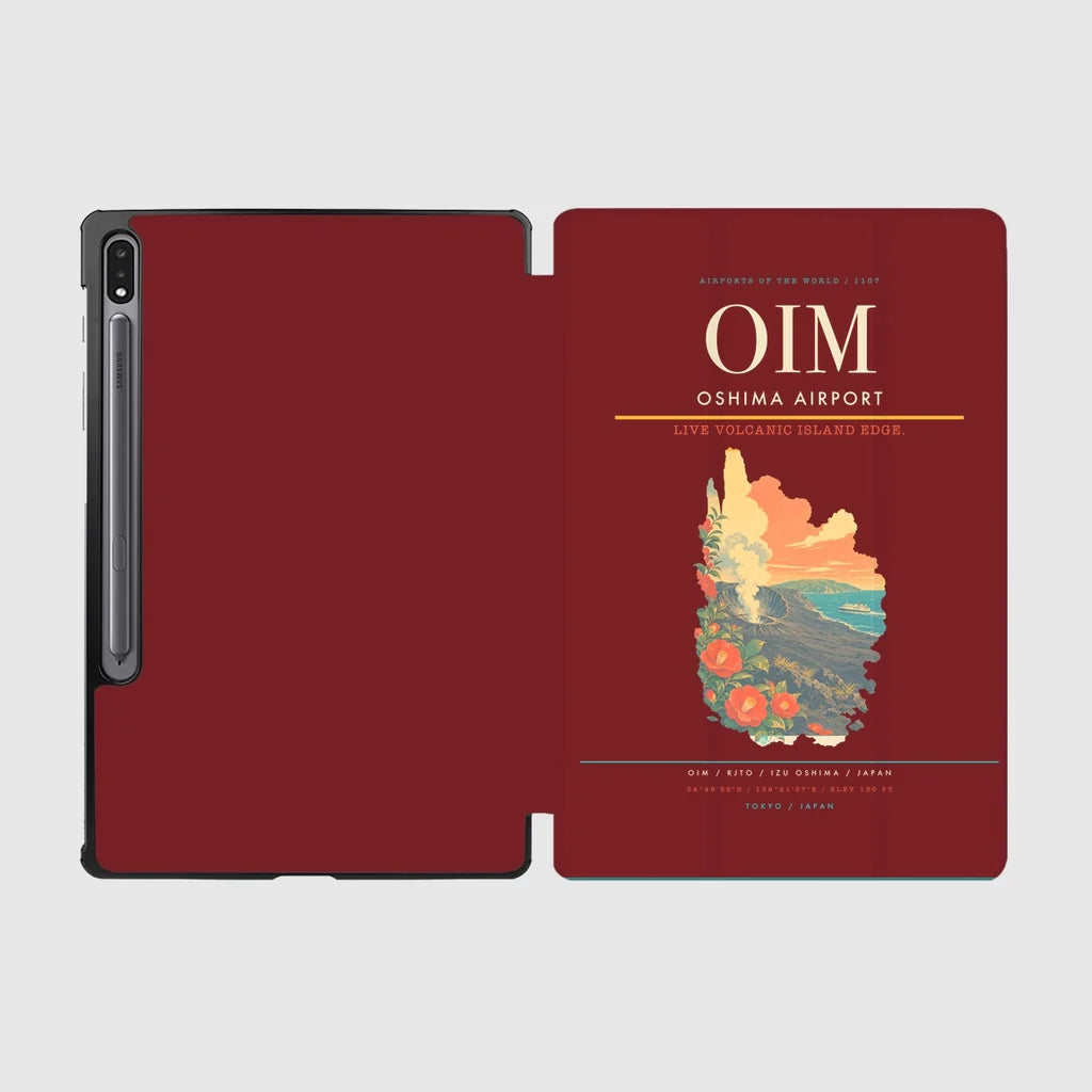 Oshima Airport (OIM) design on dark red samsung tablet tablet case