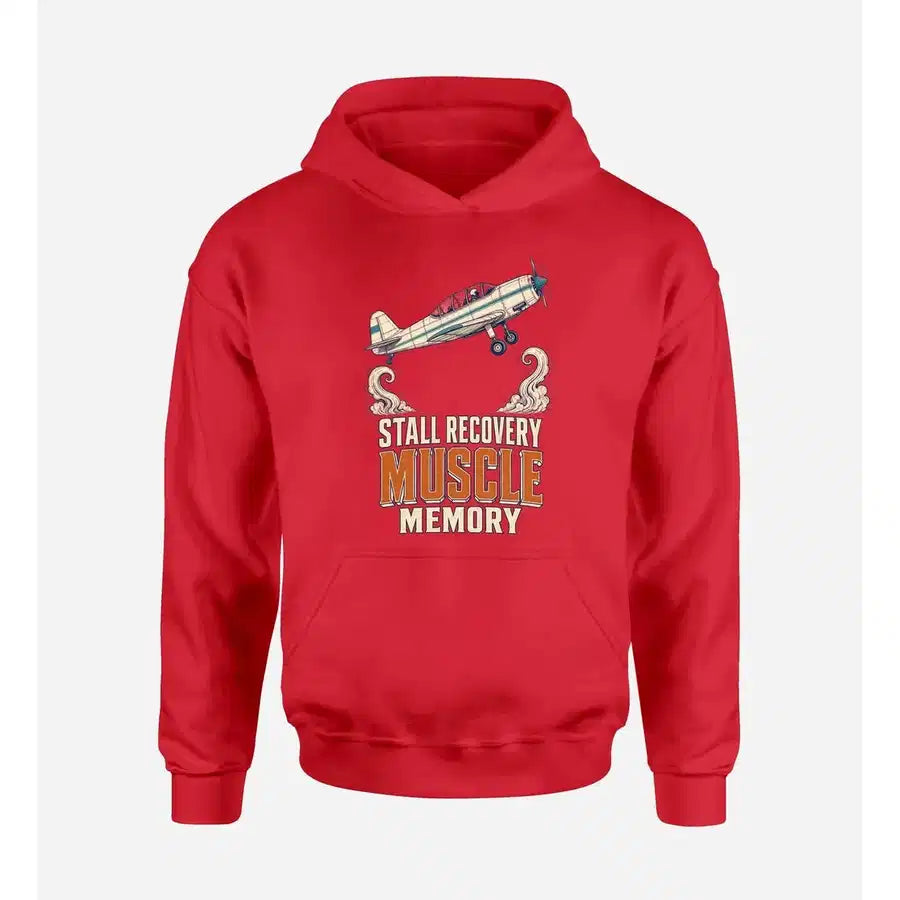 SIGNAL 464 - Stall Recovery Muscle Memory design on red hoodie single side