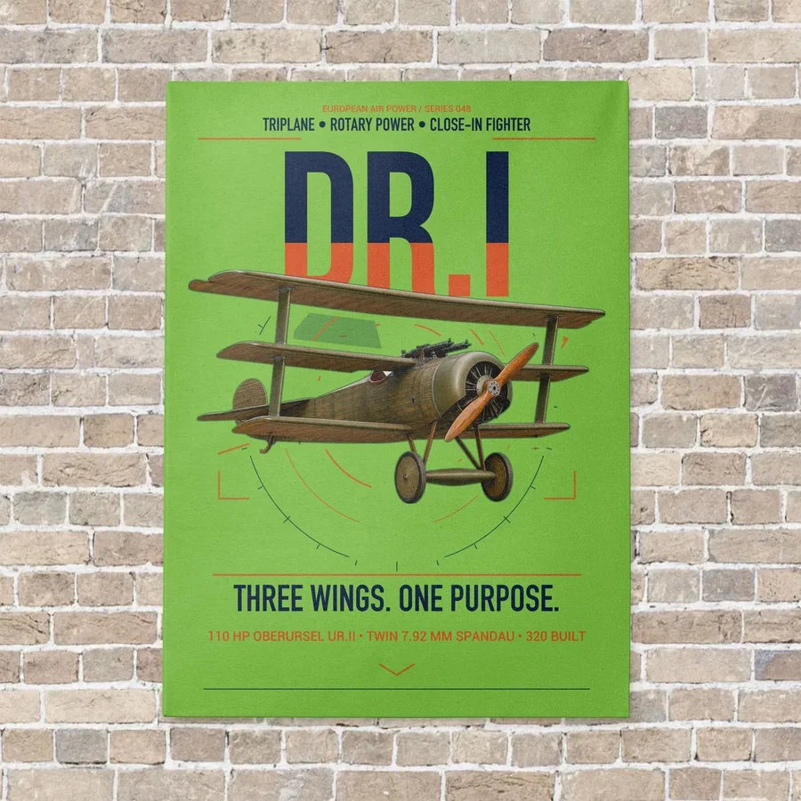 Fokker Dr.I vertical canvas print - no frame - light green background