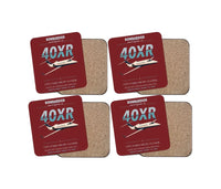 Thumbnail for Bombardier Learjet 40XR design on dark red 4 pieces set coaster