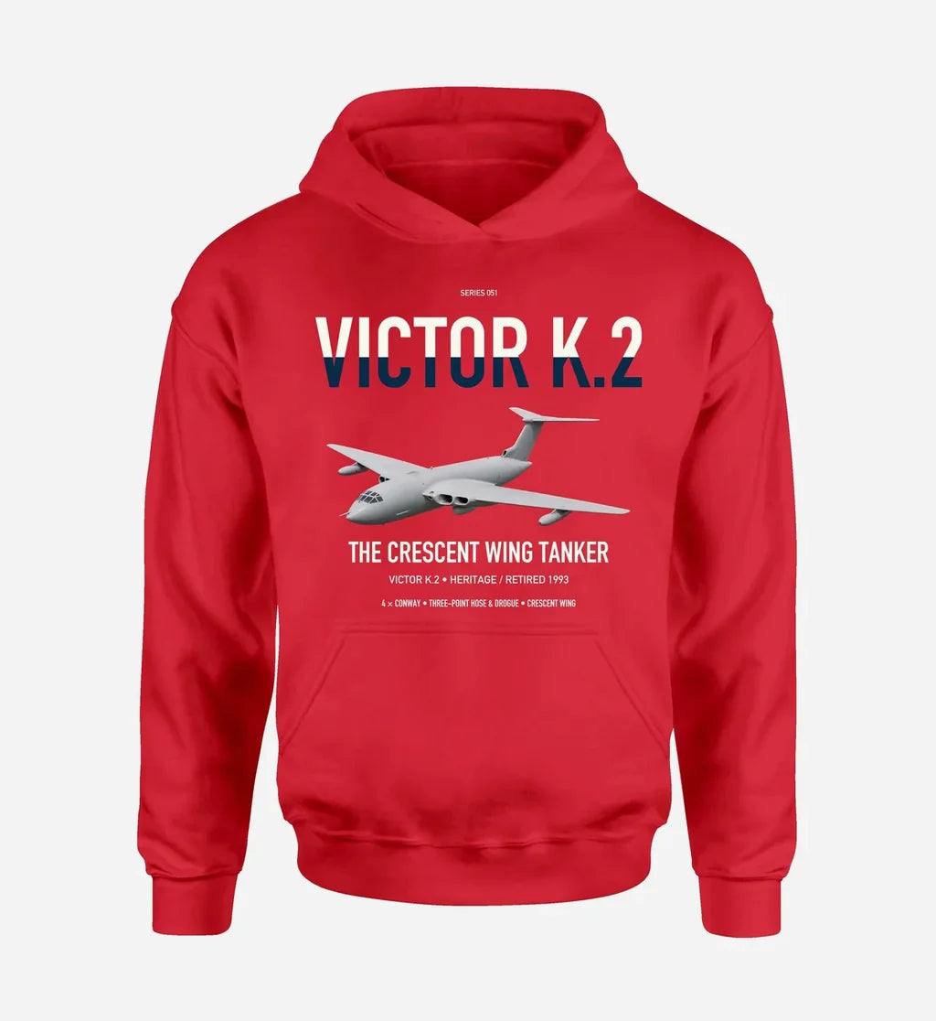 Handley Page Victor K.2 design on red double-side hoodie, single-side print