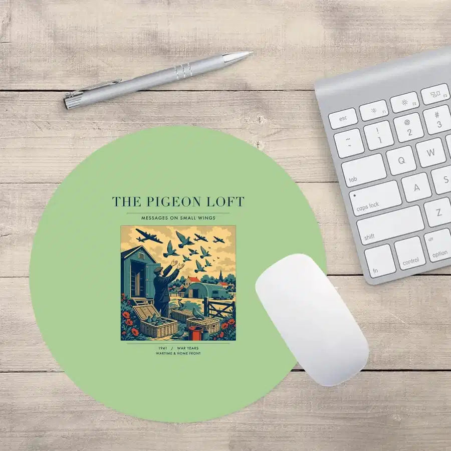 VINTAGE G4526 - The Pigeon Loft - Designed Mouse Pads design on lightgreen round
