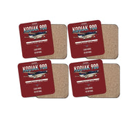 Thumbnail for Daher Kodiak 900 design on dark red 4 pieces set coaster