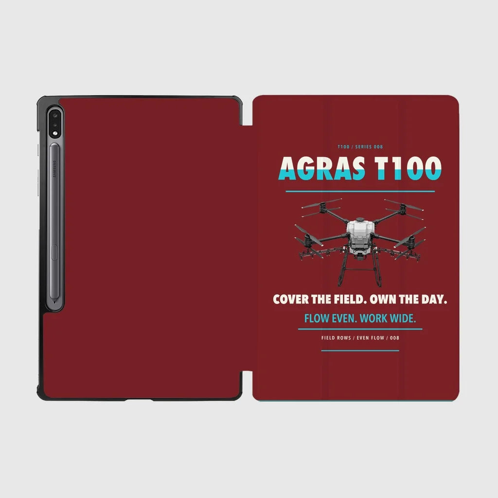 DJI Agras T100 design on dark red samsung tablet tablet case