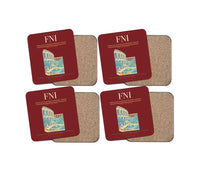 Thumbnail for Nîmes-Alès-Camargue-Cévennes Airport (FNI) design on dark red 4 pieces set coaster