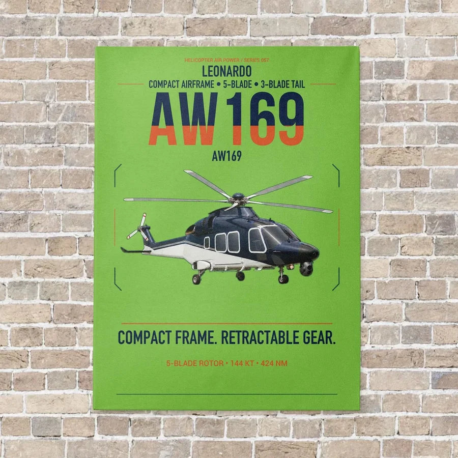 Leonardo AW169 vertical canvas print - no frame - light green background