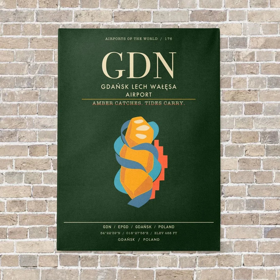 Gdansk Lech Waesa Airport GDN - Canvas Framed - Dark Green