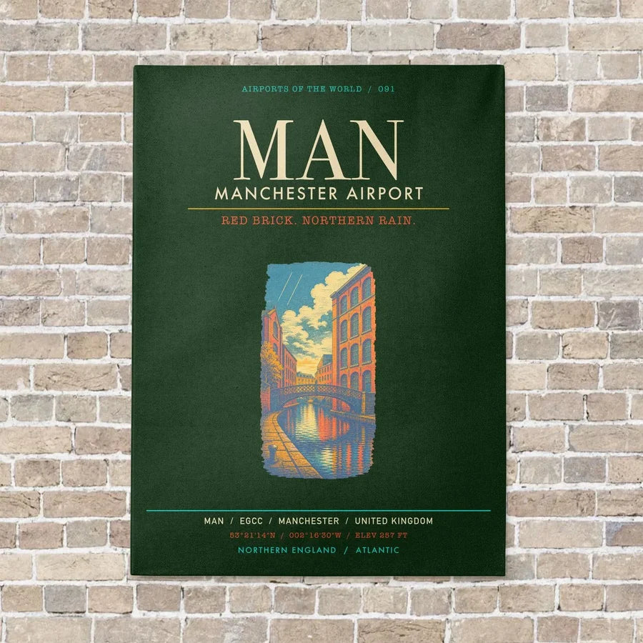 Manchester Airport MAN - Canvas Framed - Dark Green