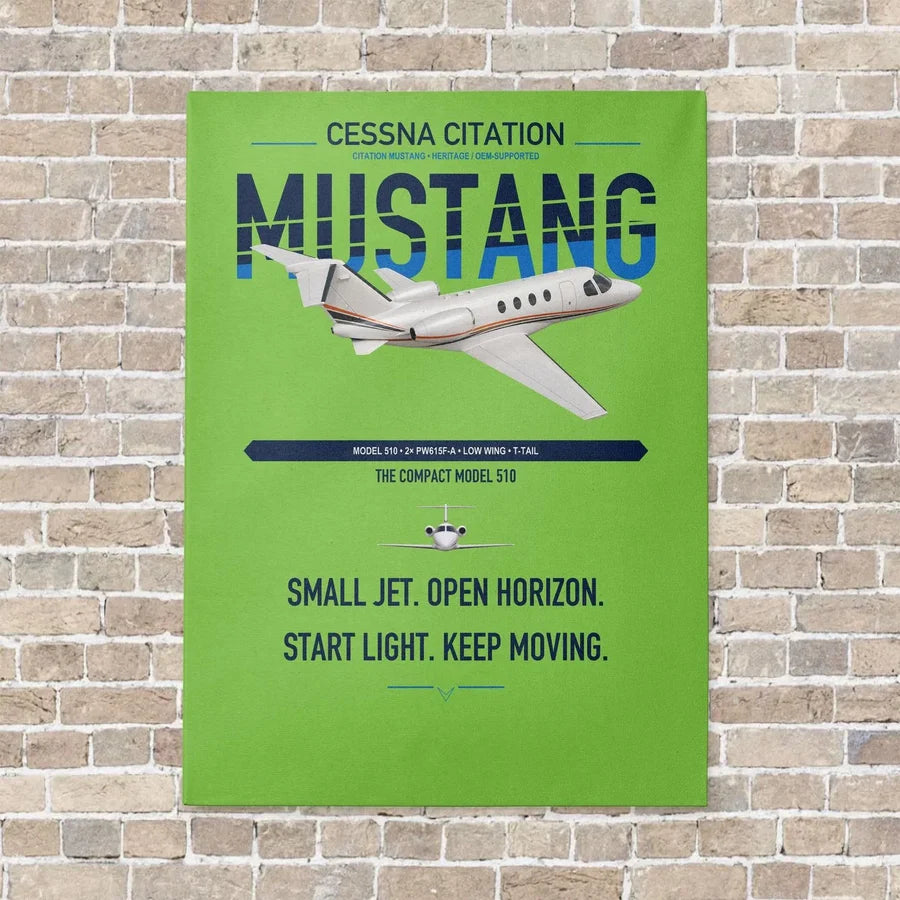 Cessna Citation Mustang vertical canvas print - no frame - light green background