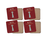 Thumbnail for Ketchikan International Airport (KTN) design on dark red 4 pieces set coaster