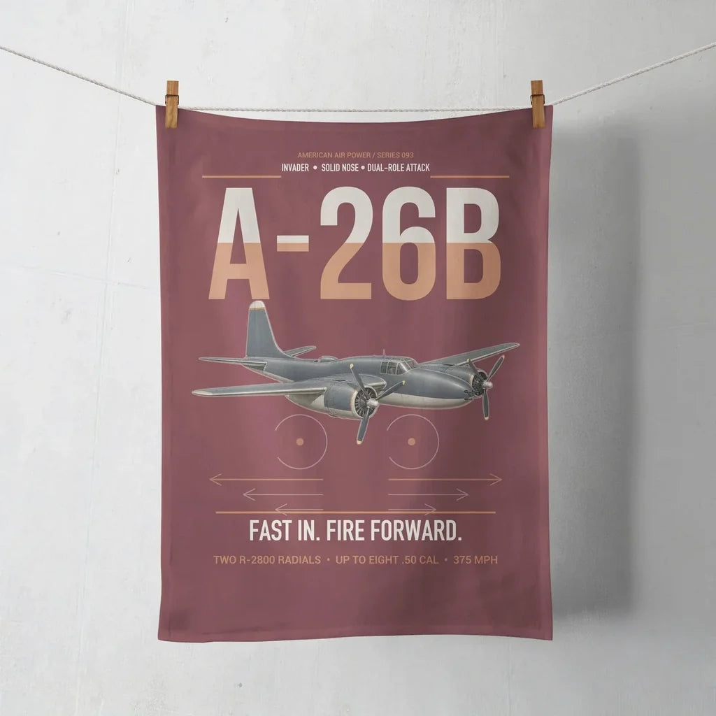 A-26B Invader design on dark red towel