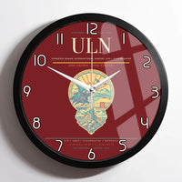 Thumbnail for Chinggis Khaan International Airport (ULN) design on dark red framed wall clock