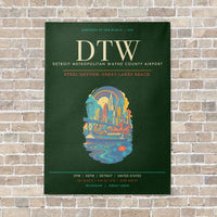 Thumbnail for Detroit Metropolitan Wayne County Airport DTW - Canvas Framed - Dark Green