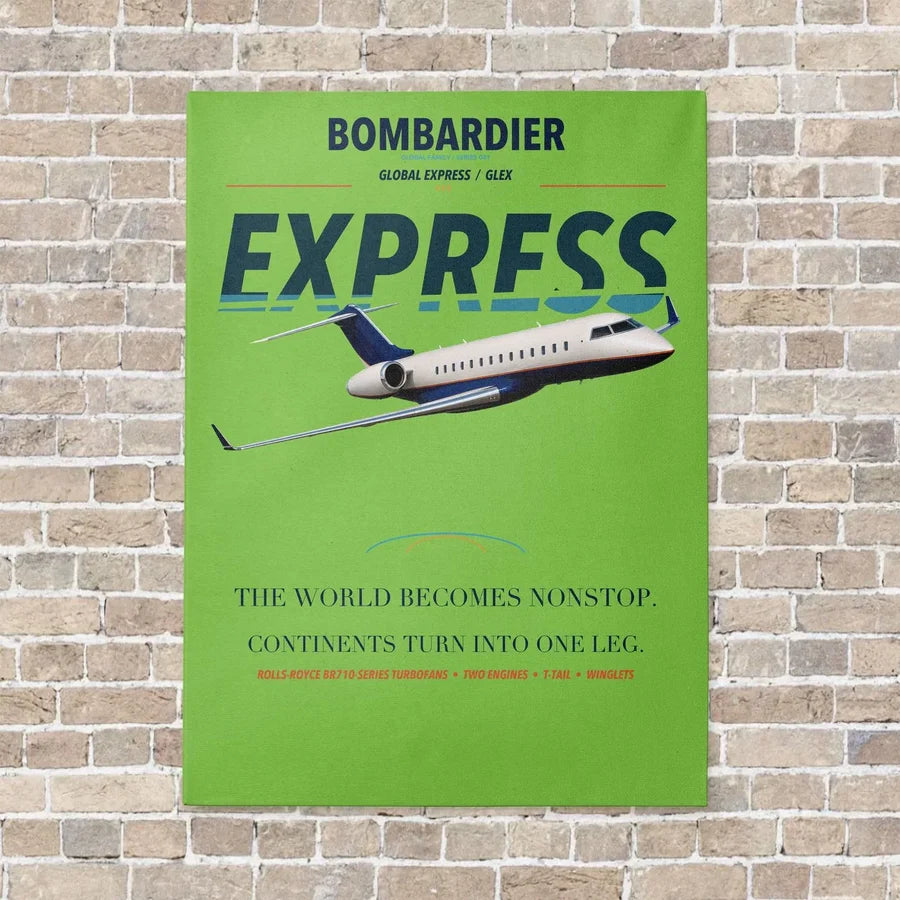 Bombardier Global Express vertical canvas print - no frame - light green background